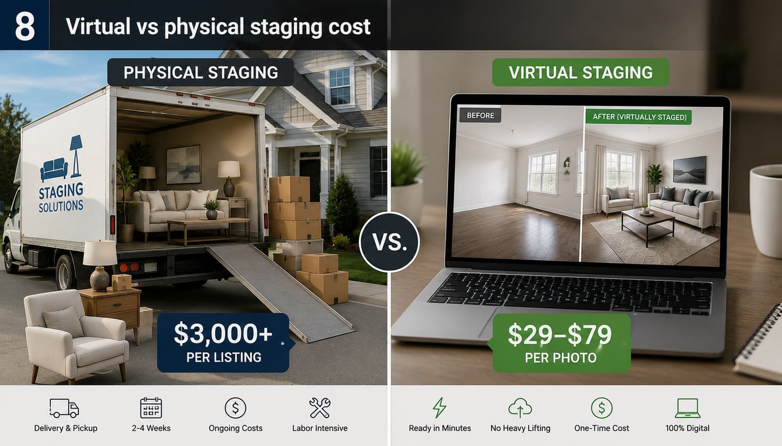 AI Furniture Removal vs. Traditional Staging: Cost, Speed, and When to Use Each