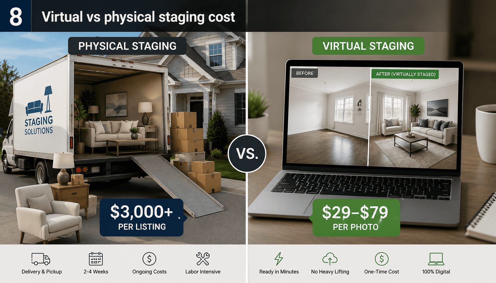 AI Furniture Removal vs. Traditional Staging: Cost, Speed, and When to Use Each