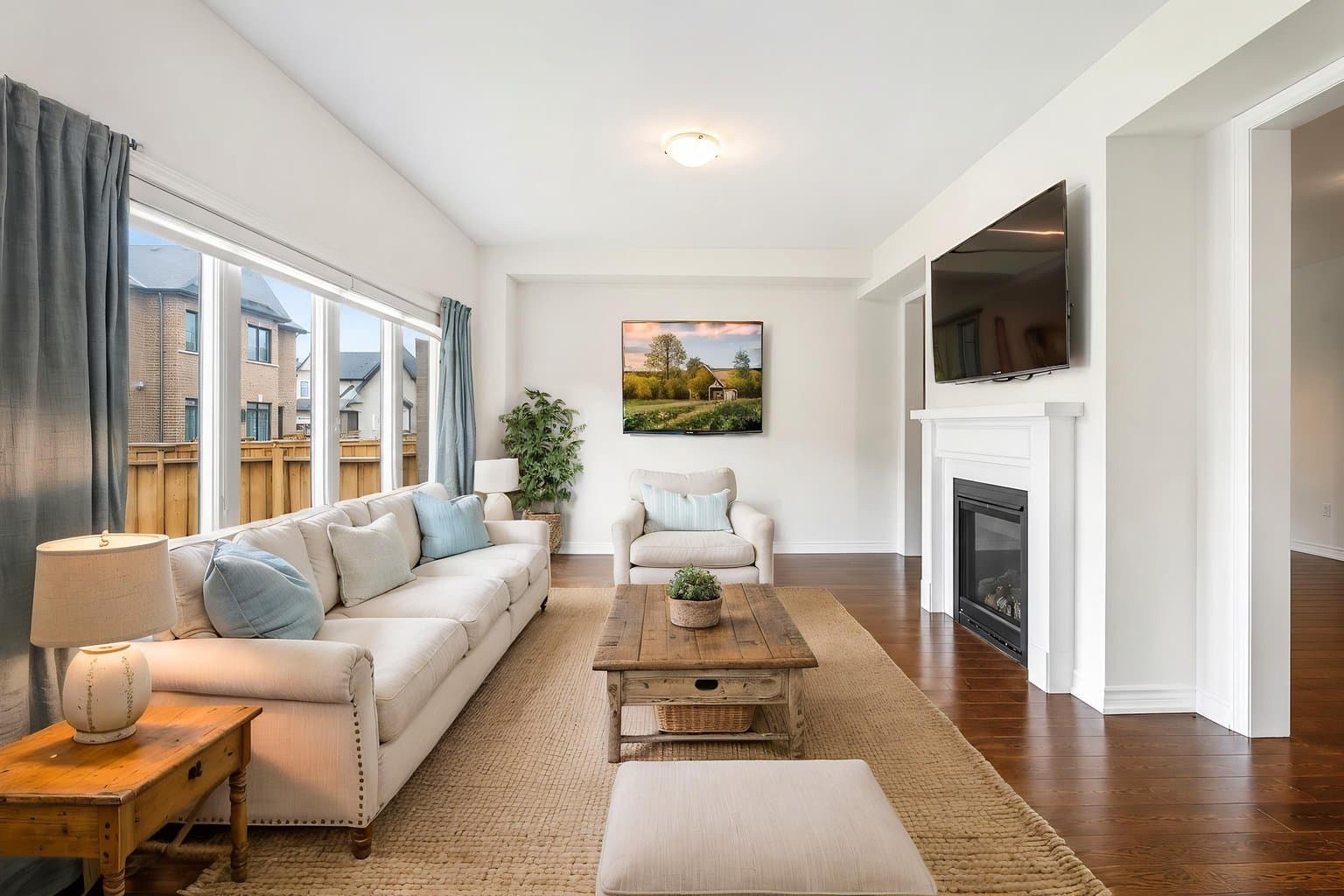 Living Room virtually staged by VirtuallyStage — Coastal