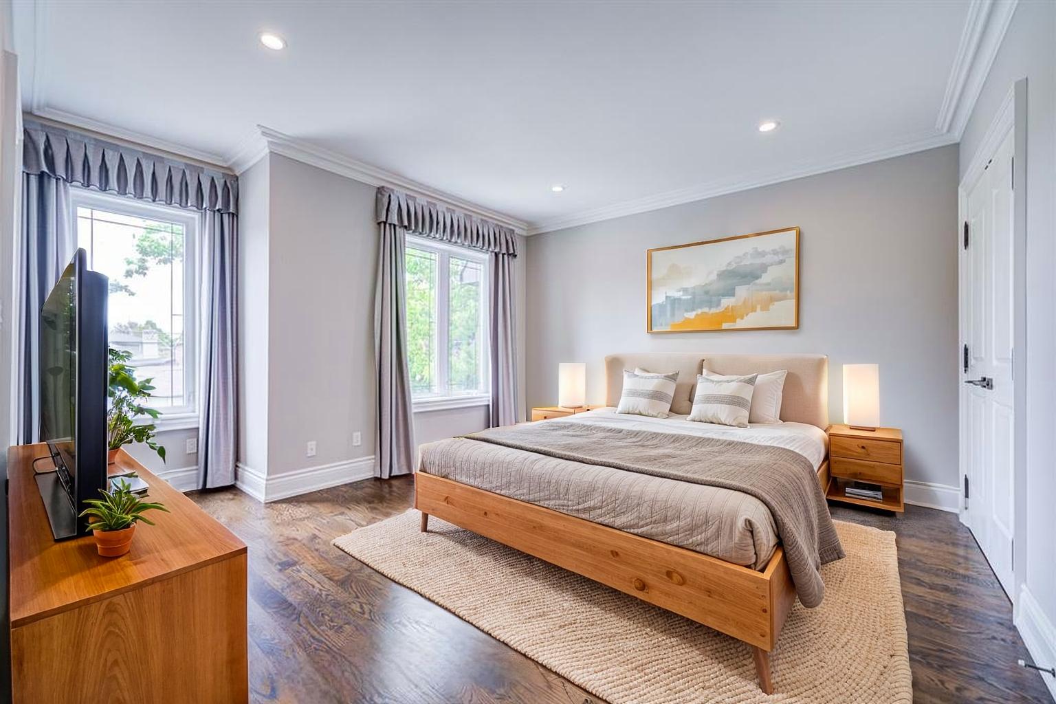 Staged room with furniture